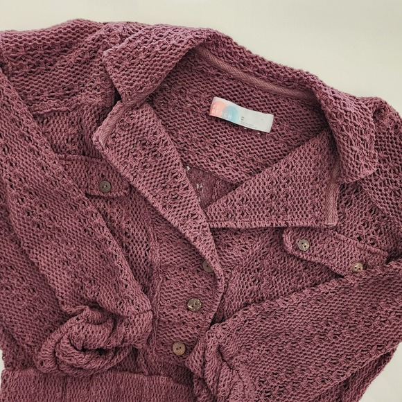 Free People Beach plum purple Ryan Romper jumper shorts knit 3/4 sleeve size XS‎ - Picture 1 of 8